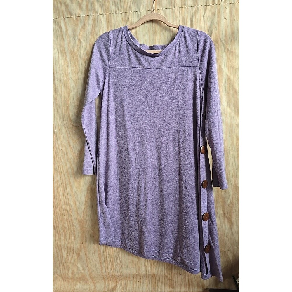 Igenjun Women’s Size SMALL PURPLE Scoop Neck Long Sleeve Tunic Blouse Dress
